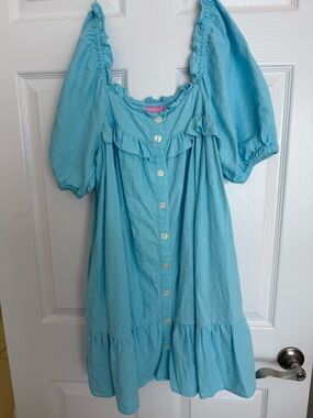 Stoney Clover Lane Blue Puff-Sleeve Mini Dress